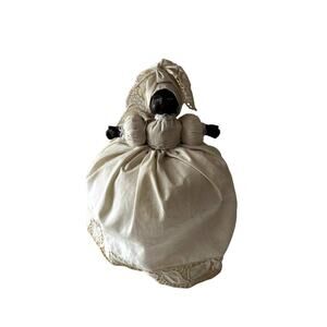 Vintage Handmade Americana Toilet Paper Holder Doll Figure Rustic Decor